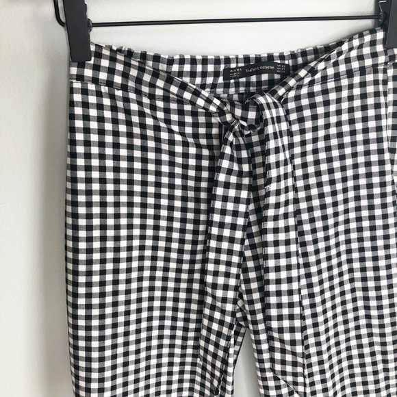 Zara | Pants & Jumpsuits | Zara Gingham Flare Cropped High Waisted ...